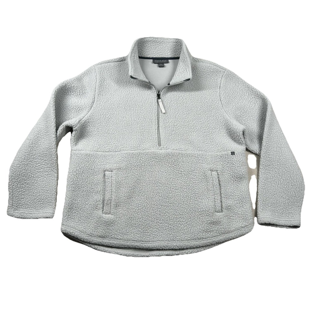 Free Fly Jacket Womens XL Fleece 1/2 Zip Pile Bamboo Sherpa Pockets Gray